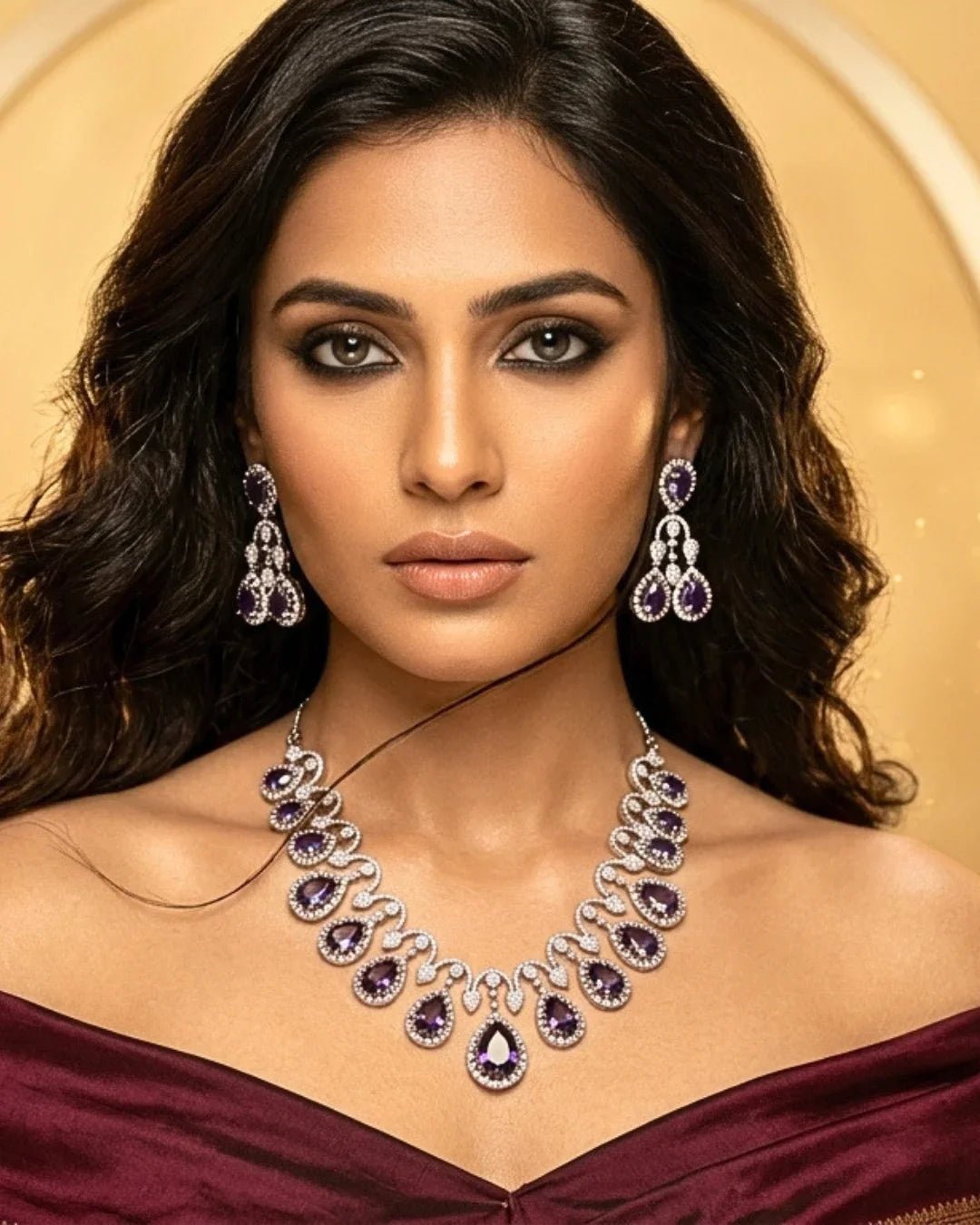 American Diamond Necklace Set online in India - The Indian Mudra