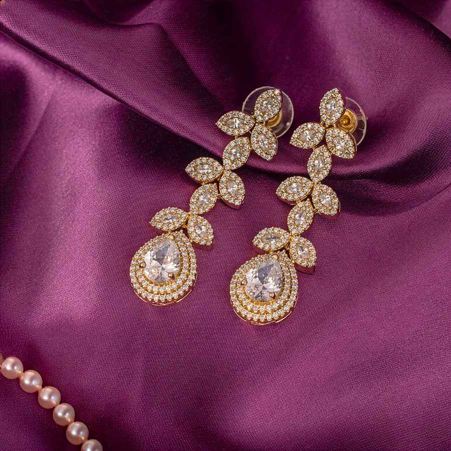 White Gold Polish Short Lightweight American Diamond Necklace Set for Women for Occasion and Party Wear (MC-NS-003-AD-GD)