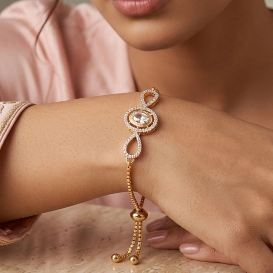 Flexible White Gold Polish American Diamond Bracelet - The Indian Mudra