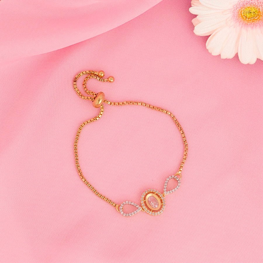 Flexible White Gold Polish American Diamond Bracelet for Women for Occasion and Party Wear (MI - BR - 002 - AD - GD) - The Indian Mudra