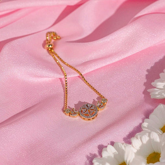 Flexible White Gold Polish American Diamond Bracelet for Women for Occasion and Party Wear (MI - BR - 003 - AD - GD) - The Indian Mudra