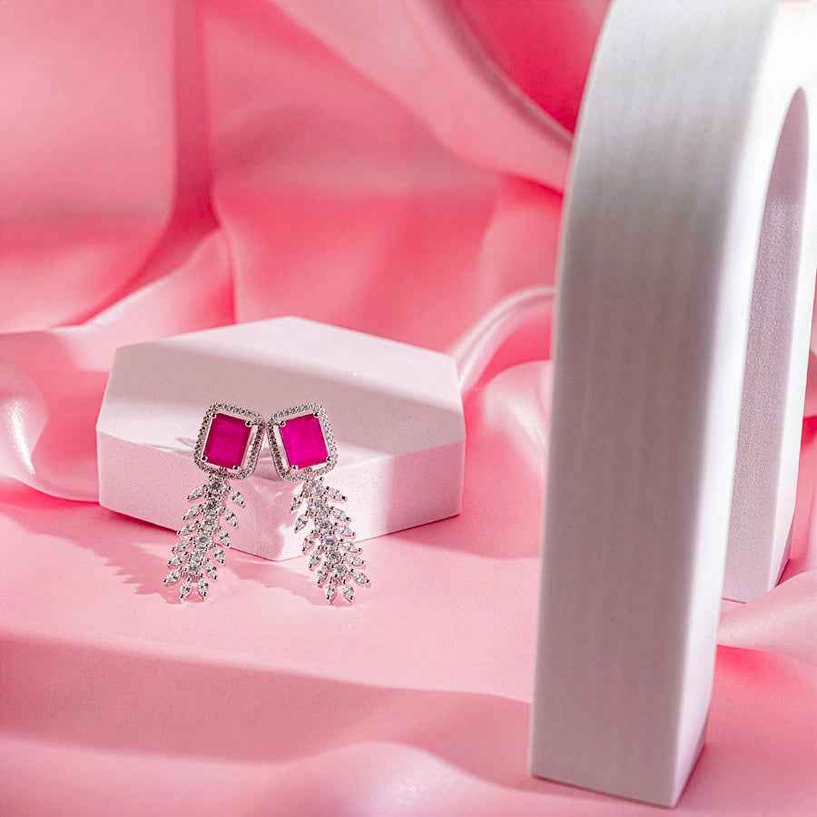 Ruby Silver Polish Short Lightweight American Diamond Necklace Set for Women for Occasion and Party Wear (MC-NS-001-RB-SL)