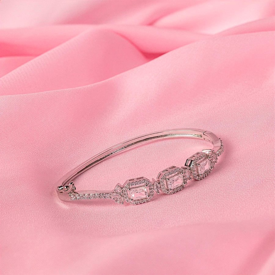  Silver American Diamond Bracelet Lightweight for Women for Occasion and Party Wear (MI-BR-005-AD-SL)