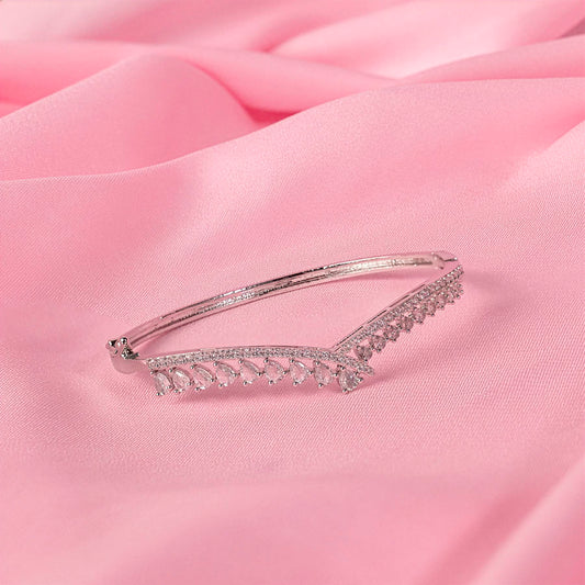  Silver Lightweight American Diamond Bracelet for Women for Occasion and Party Wear (MI-BR-004-AD-SL)