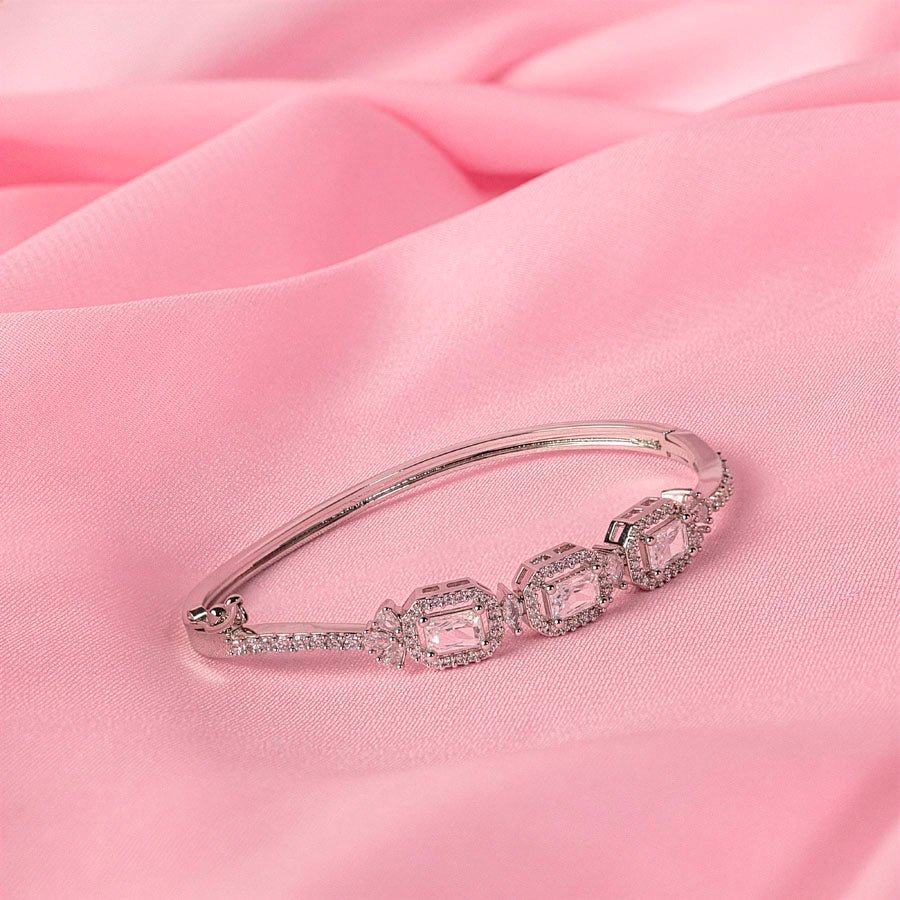 Silver Polish American Diamond Bracelet for Women for Occasion and Party Wear (MI-BR-005-AD-SL) - The Indian Mudra