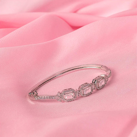 Silver Polish American Diamond Bracelet for Women for Occasion and Party Wear (MI-BR-005-AD-SL) - The Indian Mudra