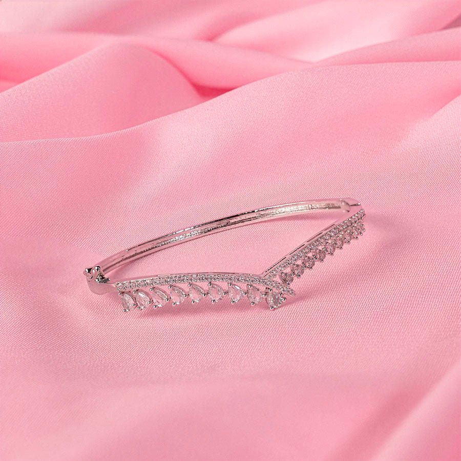 Silver Polish Lightweight American Diamond Bracelet for Women for Occasion and Party Wear (MI-BR-004-AD-SL) - The Indian Mudra