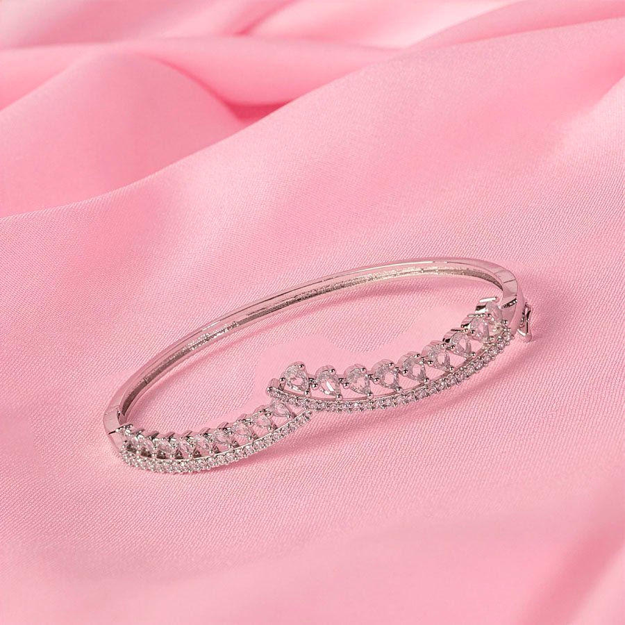 Silver Polish Lightweight American Diamond Bracelet for Women for Occasion and Party Wear (MI-BR-004-AD-SL) - The Indian Mudra