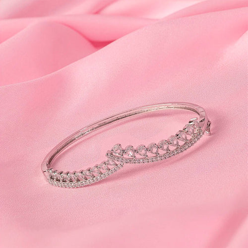 Silver Polish Lightweight American Diamond Bracelet for Women for Occasion and Party Wear (MI-BR-004-AD-SL) - The Indian Mudra