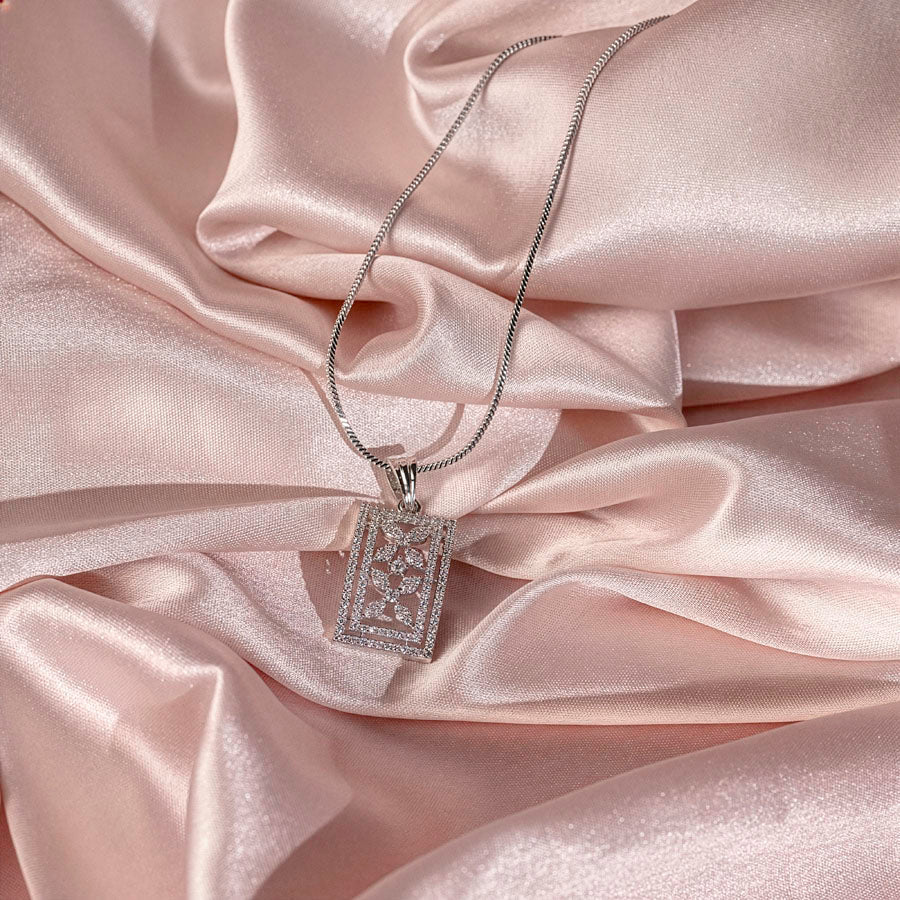 White American Diamond Lightweight Pendant Set of for Women for Occasion and Party Wear (MI - PEN - 005 - W - AD - SL) - The Indian Mudra