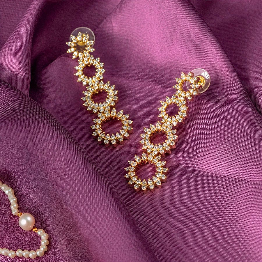 White Gold Lightweight Short American Diamond Necklace Set for Women for Occasion and Party Wear (MC - NS - 004 - AD - GD) - The Indian Mudra
