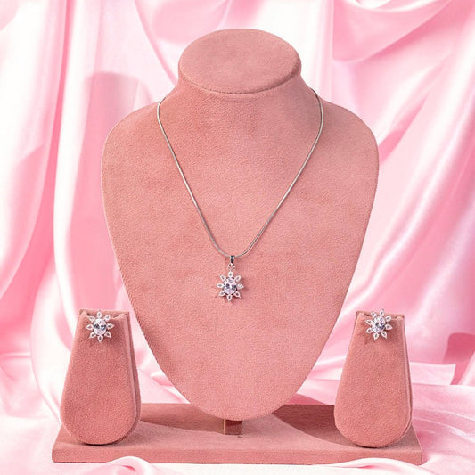 White Pendant Set Lightweight American Diamond for Women for Occasion and Party Wear (MI - PEN - 003 - AD - SL) - The Indian Mudra