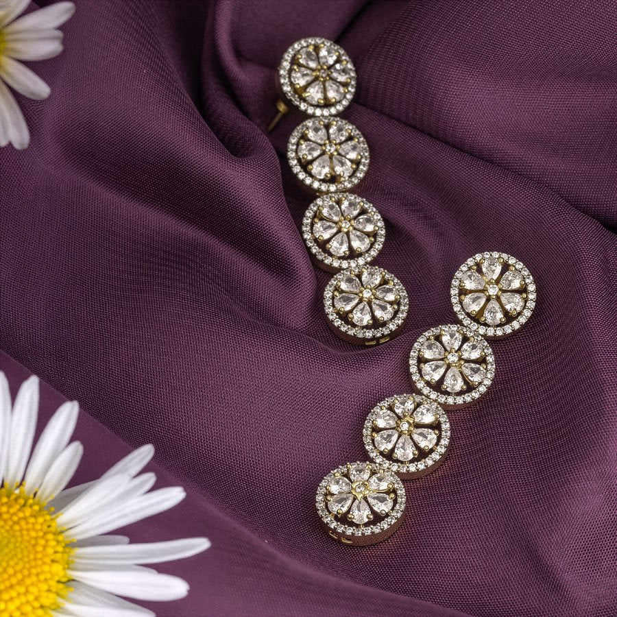 White Short Gold Polish Lightweight American Diamond Necklace Set for Women for Occasion and Party Wear (MC - NS - 028 - AD - GD) - The Indian Mudra