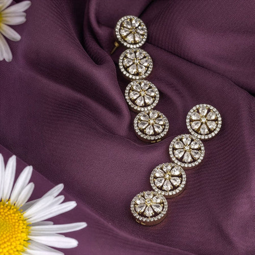 White Short Gold Polish Lightweight American Diamond Necklace Set for Women for Occasion and Party Wear (MC - NS - 028 - AD - GD) - The Indian Mudra