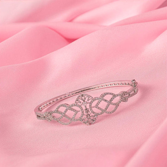 White Silver Lightweight American Diamond Bracelet for Women for Occasion and Party Wear (MI - BR - 006 - AD - SL) - The Indian Mudra