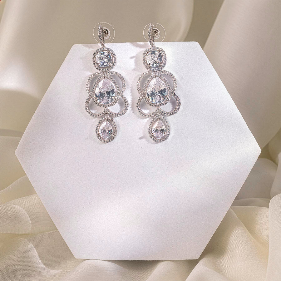 White Silver Polish Short Lightweight American Diamond Necklace Set for Occasion and Party Wear (MC-NS-022-AD-SL-1)