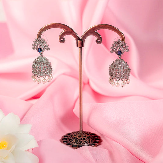White Silver Lightweight American Diamond Earrings for Women for Occasion and Party Wear (MC-ER-001-AD-SL-1)