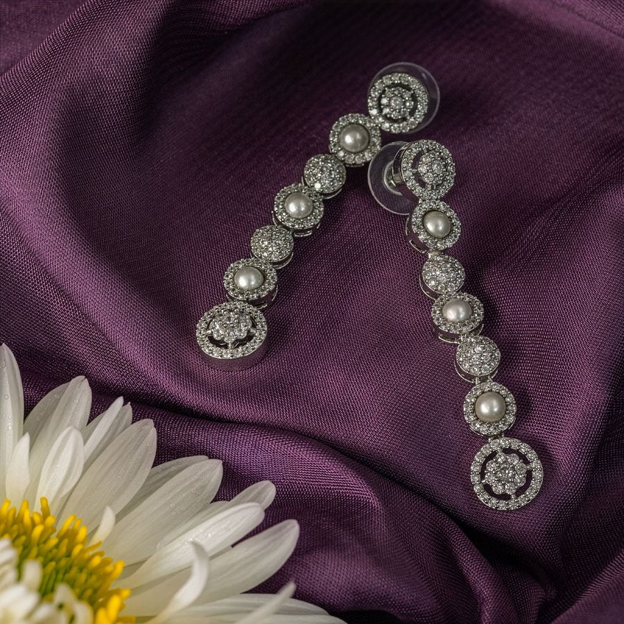 White Silver Polish Double Layered American Diamond Necklace Set for Women for Occasion and Party Wear (MC - NS - 025 - AD - SL - 1) - The Indian Mudra