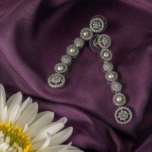 White Silver Polish Double Layered American Diamond Necklace Set for Women for Occasion and Party Wear (MC - NS - 025 - AD - SL - 1) - The Indian Mudra