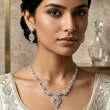 White American Diamond Necklace Set