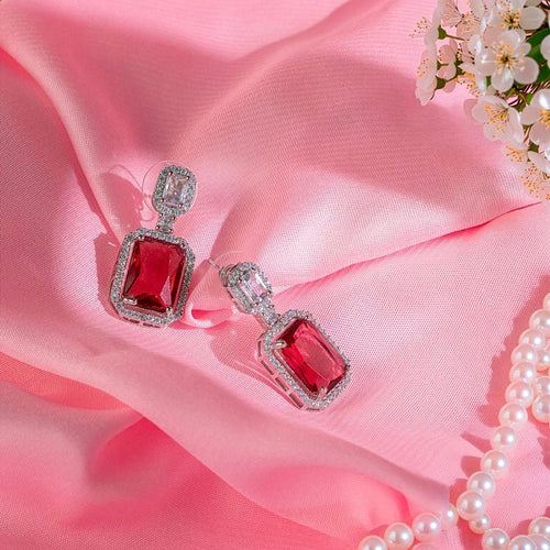 Wine Red Short Silver Polish Lightweight American Diamond Necklace Set for Women for Occasion and Party Wear (MC-NS-021-RED-SL-1) - The Indian Mudra